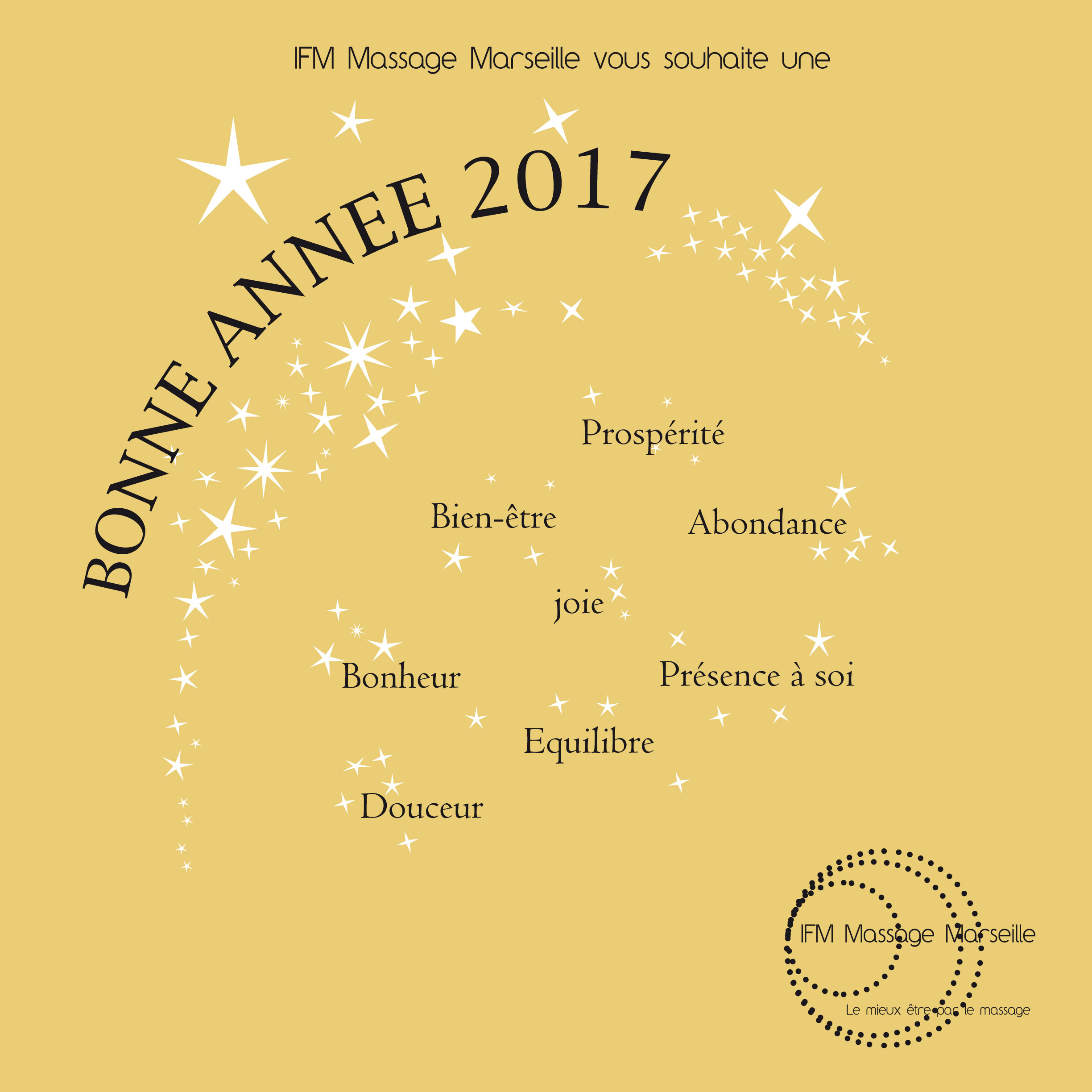 Meilleurs voeux 2017 de la part d'IFM Massage Marseille